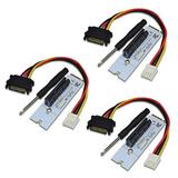 3X NGFF M.2 to PCI-E 4X Riser Card M2 Key M to PCIe X4 Adapter with LED Voltage Indicator for ETH Mining