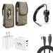 Travel Bundle for Samsung Galaxy S24 Ultra Belt Holster Clip Carrying Pouch Case Tempered Glass Screen Protector 40W Car Charger Power Adapter 3-Port Wall Charger USB C to USB C Cable (Brown)