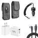 Travel Bundle for Samsung Galaxy S24+ Plus Belt Holster Clip Carrying Pouch Case Tempered Glass Screen Protector 40W Car Charger Power Adapter 3-Port Wall Charger USB C Cable (Dark Gray/Black)