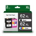 62xl High Yield Black and Tricolor Ink Combo Pack Replacement for HP 62 62XL Printer Ink Use with Envy 7640 5660 5540 5640 7645 Officejet 5740 200 250 258 Ink Cartridge Combo Pack (1 Black 1 Color)