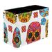 Colorful Skull Pattern PVC Leather Brush Holder and Pen Organizer - Dual Compartment Pen Holder - Stylish Pen Holder and Brush Organizer