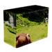 Cows Grazing on Green Field Pattern PVC Leather Brush Holder and Pen Organizer - Dual Compartment Pen Holder - Stylish Pen Holder and Brush Organizer