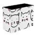 Black Outline Cat Faces Pattern PVC Leather Brush Holder and Pen Organizer - Dual Compartment Pen Holder - Stylish Pen Holder and Brush Organizer