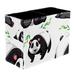 Cute Panda Bamboo Pattern PVC Leather Brush Holder and Pen Organizer - Dual Compartment Pen Holder - Stylish Pen Holder and Brush Organizer