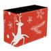 Orange Christmas Deer Elk Leaves Pattern PVC Leather Brush Holder and Pen Organizer - Dual Compartment Pen Holder - Stylish Pen Holder and Brush Organizer