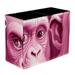 Pink Monkey Orangutan Pattern PVC Leather Brush Holder and Pen Organizer - Dual Compartment Pen Holder - Stylish Pen Holder and Brush Organizer