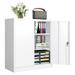 BULYAXIA Metal Storage Cabinet Garage Cabinet with Doors and Shelves 42 Hx32 Wx16 D Steel Lockable File Cabinet for Office Home Garage Basement Industrial White
