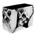 Skull Black White Pattern PVC Leather Brush Holder and Pen Organizer - Dual Compartment Pen Holder - Stylish Pen Holder and Brush Organizer