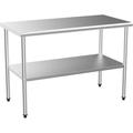 UBesGoo 48 x 24 Stainless Steel Prep & Work Table Commercial Workbench Worktable with Adjustable Undershelf and Table Foot