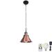 FSLiving No Wiring Needed Ceiling Light with Rechargeable Battery Operated RGB LED Bulb Dimmable Timing Pendant Light with Retro Red Bronze Metal Shade & 3.2ft Iron Chain for Farmhouse - 1 Light