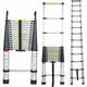 Telescoping Ladder 14.4ft Aluminum Telescopic Extension Ladder Extendable Ladders with 2 Detachable Hooks Portable Lightweight Safety Lock Design