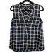 J. Crew Tops | J.Crew Sleeveless Silk Twill Top In Windowpane Size 6 | Color: Black/Blue | Size: 6