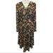 Anthropologie Dresses | Anthropologie See U Soon Floral Smocked Waist V Neck A Line Dress Size Small | Color: Black/Gold | Size: S