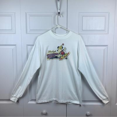 Disney Shirts | Disney Store Exclusive Mickey Mountain Sports Long Sleeve Tee Shirt | Color: White | Size: M