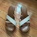 Nine West Shoes | Nine West Made In Italian White And Brown Strap Wedge Sandals | Color: Brown/White | Size: 9