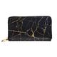 XqmarT Black Marble with Golden Lines Wallets Large Capacity Wallet for Men Women Wallets Credit Card Microfiber Leather Wallet