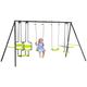 Outsunny Garden Swing Set, Kids Swing with Double Swings, Glider, Swing Seats, for Outdoor, Playground, for Ages 3-8 Years - Green