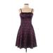 DressBarn Cocktail Dress - A-Line Square Sleeveless: Purple Floral Dresses - Women's Size 6