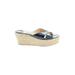 Jimmy Choo Wedges: Espadrille Platform Boho Chic Blue Solid Shoes - Women's Size 37.5 - Open Toe