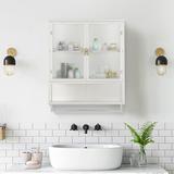 Hokku Designs Pirran Metal Wall Bathroom Cabinet Metal in White | 30.71 H x 23.62 W x 9.06 D in | Wayfair DE1E6AC0475C497ABEBE246302EF488F
