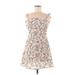 Shein Casual Dress - A-Line Square Sleeveless: Ivory Floral Dresses - Women's Size Medium