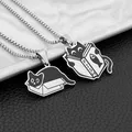 Collier Kpop en acier au titane pour femmes et hommes pendentif chat noir drôle pull bijoux