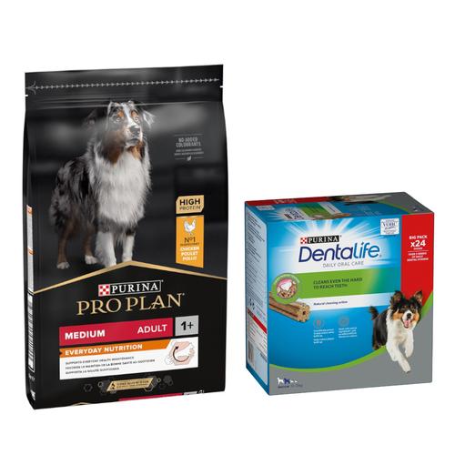 PURINA PRO PLAN Trockenfutter + passende Dentalife Snacks gratis! - 7 kg Medium Adult Everyday...