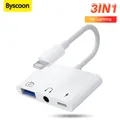 Byscoon 3 in 1 da fulmine a USB 3.0/carica/jack da 3,5 mm per iPhone 14 13 12 11 Pro XS Max XR X Convertitore iPad per adattatore iOS OTG