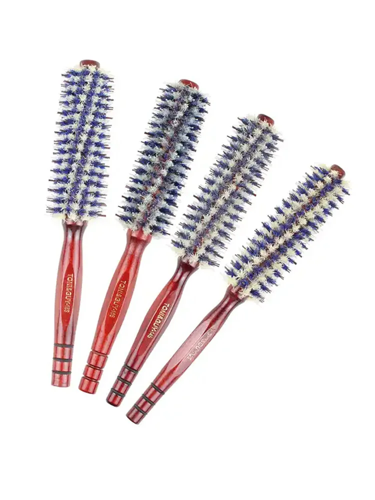 Friseur Haar gerade Twill Roller Holzgriff Haar bürste runden Fass Haarkamm für Frauen blasen Locken Image