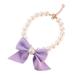 Farfi Pet Necklace Adjustable Bright Color Lobster Clasp Design Allergy Free Easy-wearing Show Unique Charm Resin Imitation Pearl Pet Cat Bow-knot Necklace Pet Supplies (Purple L)