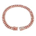 Washranp Dog Chain Collar Sparkling Rhinestones Cuban Wide Link Chain Necklace Pet Jewelry