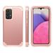 for Samsung Galaxy A33 5G Case Heavy Slim Dual Layer 3 in 1 Heavy Duty Protection Hybrid Hard PC Soft Silicone Rugged Bumper Anti Slip Full-Body Protective Cases For Samsung Galaxy A33 5G Rosegold