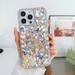 Case for iPhone 15 Pro Max Glitter Case for Women Girls 3D Glitter Sparkle Bling Case Luxury Shiny Crystal Rhinestone Diamond Bumper Clear Gems Cute Wrist Strap Case Cover - Silver