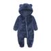 Fauean Toddler Girl Jumpsuits Babys Hooded Footed Coat Outerwear Warm and Lightweight Romper Navy Size 9