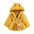 ASFGIMUJ Girls Jacket Coats Winter Jacket Up Kids Sleeve Children Clothes+Bag Zip Cartoon Keep Hoodie Long Warm Coat&Jacket Girls Winter Coat Yellow 18 Months-24 Months