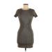 Brandy Melville Casual Dress - Bodycon High Neck Short sleeves: Green Print Dresses