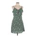 Zaful Casual Dress - A-Line V Neck Sleeveless: Green Floral Dresses - New - Women's Size Large