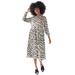 Plus Size Women's Midi Shirtdress With Pleated Skirt by ellos in Stone Black Print (Size 22)