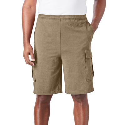 Men's Big & Tall Lightweight Jersey Cargo Shorts by KingSize in Dark Khaki (Size XL)