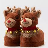 American Eagle Outfitters Shoes | American Eagle Outfitters Rudolph The Red Nosed Reindeer Slippers With Bells | Color: Brown/Red | Size: 6