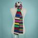 J. Crew Accessories | J. Crew Rainbow Stripe Print Rectangle Nylon Wool Cotton Cashmere Angora Scarf | Color: Gray/Red | Size: Os
