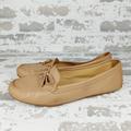 Michael Kors Shoes | Michael Kors Tan Leather Slip On Bow Casual Comfy Flat Loafers M391 | Color: Cream/Tan | Size: 9.5