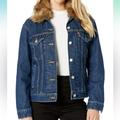 Levi's Jackets & Coats | Levi's Ex-Bf Removable Fur Collar Trucker Denim Quilted Jean Jacket Size Xs | Color: Blue | Size: Xs