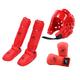 rockible Karate Sparring Gear Set Gloves Training Gear Workout Boxing Head Gear with Shin Guards Protective Sparring Gear for MMA Sanda Taekwondo Karate, Red M