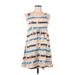 H&M Casual Dress - A-Line Scoop Neck Sleeveless: Blue Print Dresses - Women's Size 6