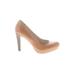 Franco Sarto Heels: Pumps Chunky Heel Boho Chic Tan Print Shoes - Women's Size 9 - Round Toe