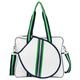 Queen of the Court Tennis Bag, Tennis bag for women, tennis tote (White/green/navy/silver)