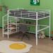 Mason & Marbles Leschenault Full Size Metal Loft Bed w/ Desk & Lateral Storage Ladder Metal in White | 67 H x 56 W x 92.7 D in | Wayfair