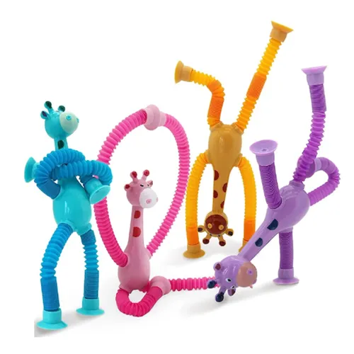 Kid Boy Saugnapf Spielzeug Pop Röhren Stress abbau Teleskop Giraffe Zappeln Spielzeug sensorischen