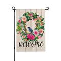 Welcome Flower Wreath Spring Garden Flag Yard Welcome Garden Flag Spring and Summer Rustic Garden Decoration Sign 12x18 inch